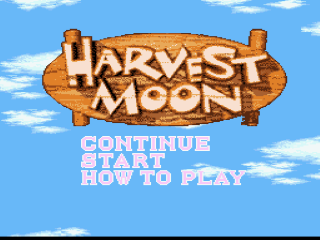 Harvest Moon title screen for Super Nintendo